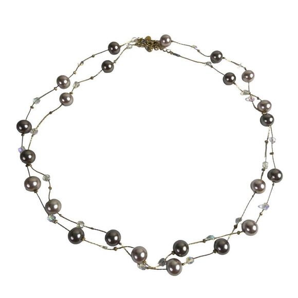 Lia Sophia Plus Size Friendly Super Long Faux Pearl Beaded Necklace Layered Gold - Picture 1 of 8
